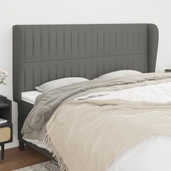 vidaXL Kopfteil mit Ohren Dunkelgrau 183x23x118/128 cm Stoff