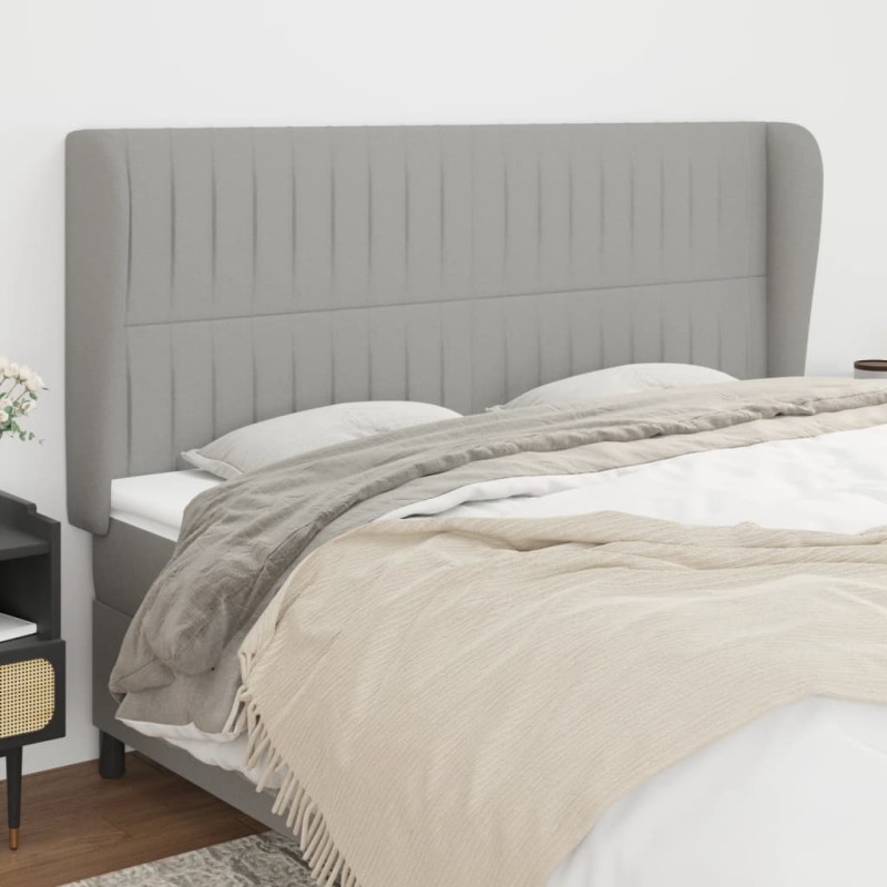 vidaXL Kopfteil mit Ohren Hellgrau 183x23x118/128 cm Stoff vidaXL Kopfteil mit Ohren Hellgrau 183x23x118/128 cm Stoff