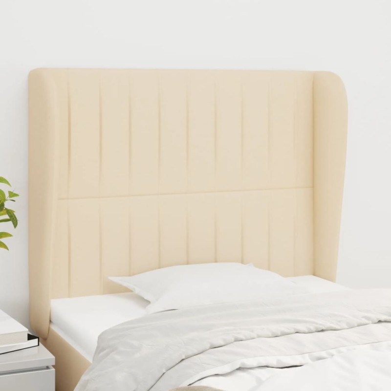 vidaXL Kopfteil mit Ohren Creme 93x23x118/128 cm Stoff vidaXL Kopfteil mit Ohren Creme 93x23x118/128 cm Stoff