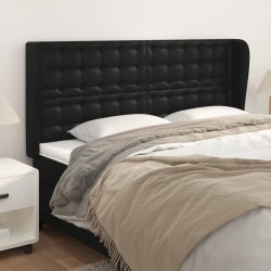 vidaXL Kopfteil mit Ohren Schwarz 163x23x118/128 cm Kunstleder