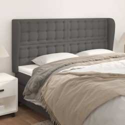 vidaXL Kopfteil mit Ohren Grau 183x23x118/128 cm Kunstleder
