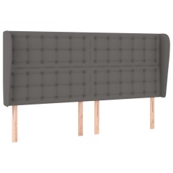 vidaXL Kopfteil mit Ohren Grau 183x23x118/128 cm Kunstleder
