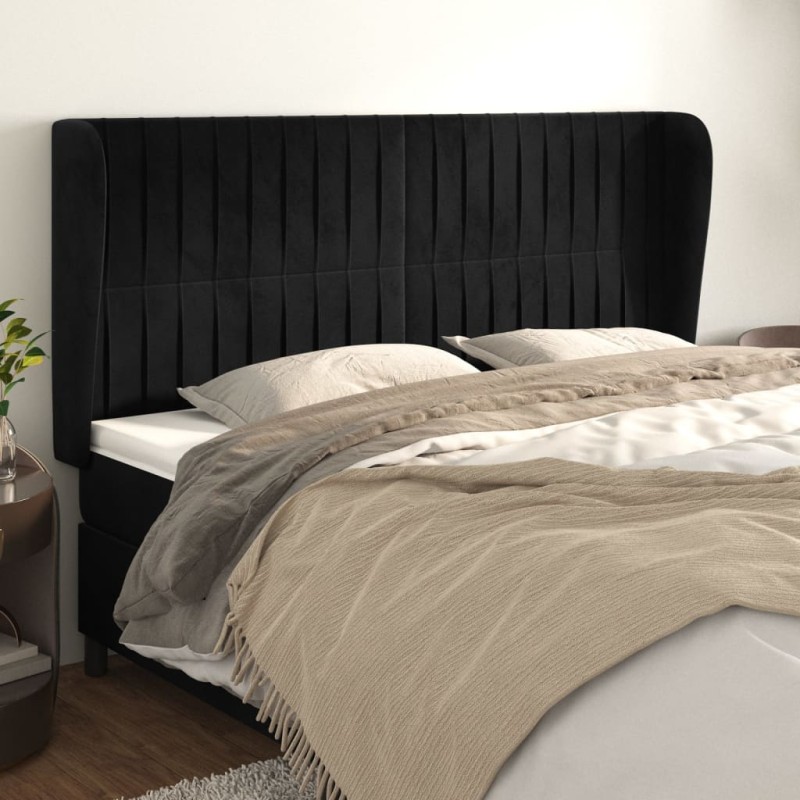 vidaXL Kopfteil mit Ohren Schwarz 203x23x118/128 cm Samt vidaXL Kopfteil mit Ohren Schwarz 203x23x118/128 cm Samt