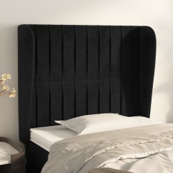 vidaXL Kopfteil mit Ohren Schwarz 103x23x118/128 cm Samt