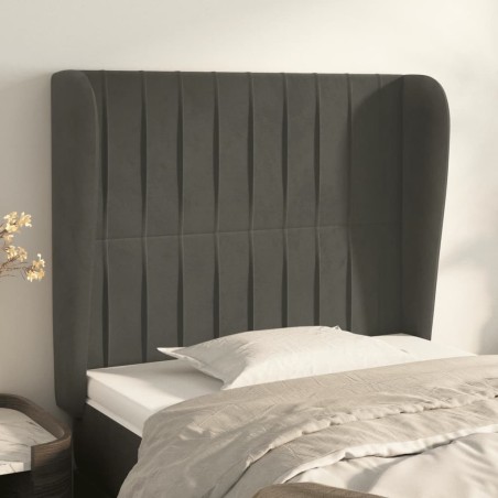 vidaXL Kopfteil mit Ohren Dunkelgrau 83x23x118/128 cm Samt
