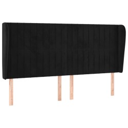 vidaXL Kopfteil mit Ohren Schwarz 163x23x118/128 cm Samt