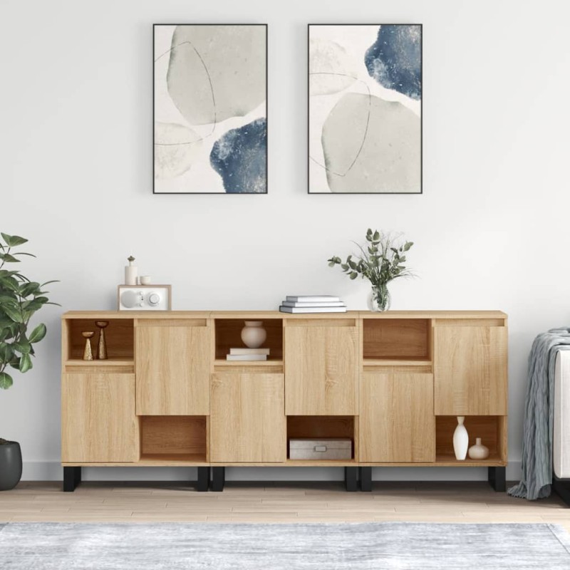 vidaXL Sideboards 3 Stk. Sonoma-Eiche Holzwerkstoff vidaXL Sideboards 3 Stk. Sonoma-Eiche Holzwerkstoff