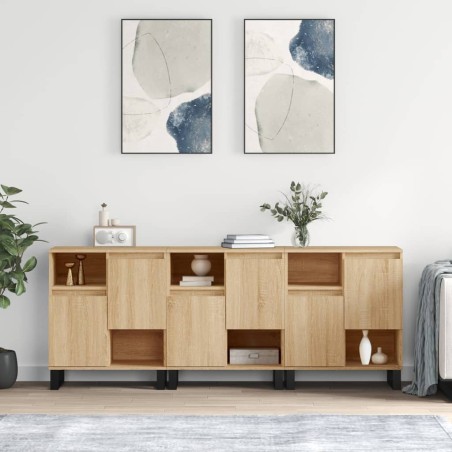 vidaXL Sideboards 3 Stk. Sonoma-Eiche Holzwerkstoff