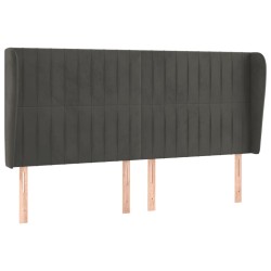 vidaXL Kopfteil mit Ohren Dunkelgrau 183x23x118/128 cm Samt