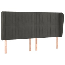 vidaXL Kopfteil mit Ohren Dunkelgrau 163x23x118/128 cm Samt
