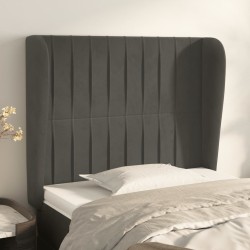 vidaXL Kopfteil mit Ohren Dunkelgrau 103x23x118/128 cm Samt
