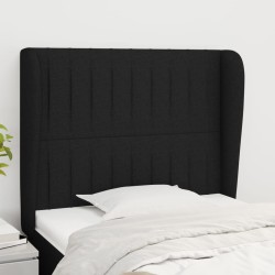vidaXL Kopfteil mit Ohren Schwarz 93x23x118/128 cm Stoff