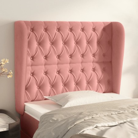 vidaXL Kopfteil mit Ohren Rosa 93x23x118/128 cm Samt