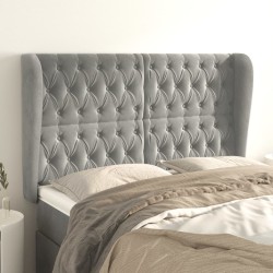 vidaXL Kopfteil mit Ohren Hellgrau 147x23x118/128 cm Samt