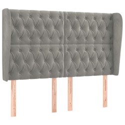 vidaXL Kopfteil mit Ohren Hellgrau 147x23x118/128 cm Samt