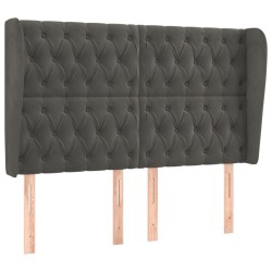 vidaXL Kopfteil mit Ohren Dunkelgrau 163x23x118/128 cm Samt