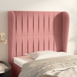 vidaXL Kopfteil mit Ohren Rosa 93x23x118/128 cm Samt