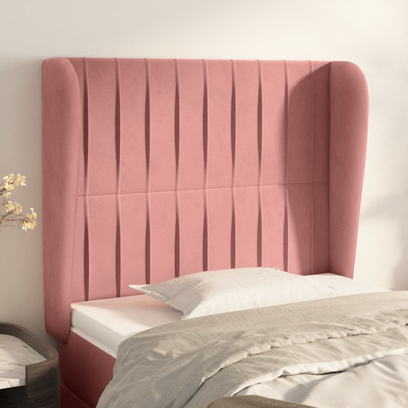 vidaXL Kopfteil mit Ohren Rosa 93x23x118/128 cm Samt vidaXL Kopfteil mit Ohren Rosa 93x23x118/128 cm Samt