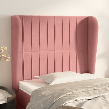 vidaXL Kopfteil mit Ohren Rosa 93x23x118/128 cm Samt