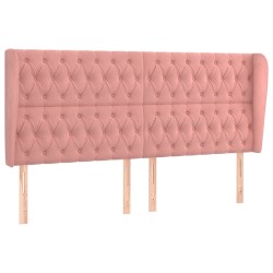 vidaXL Kopfteil mit Ohren Rosa 203x23x118/128 cm Samt