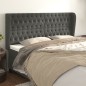 vidaXL Kopfteil mit Ohren Dunkelgrau 203x23x118/128 cm Samt