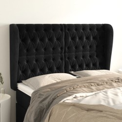 vidaXL Kopfteil mit Ohren Schwarz 147x23x118/128 cm Samt