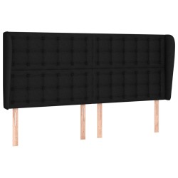 vidaXL Kopfteil mit Ohren Schwarz 183x23x118/128 cm Stoff