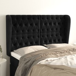 vidaXL Kopfteil mit Ohren Schwarz 163x23x118/128 cm Samt