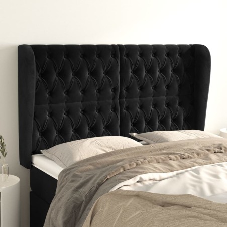 vidaXL Kopfteil mit Ohren Schwarz 163x23x118/128 cm Samt