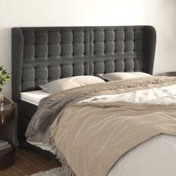 vidaXL Kopfteil mit Ohren Dunkelgrau 163x23x118/128 cm Samt