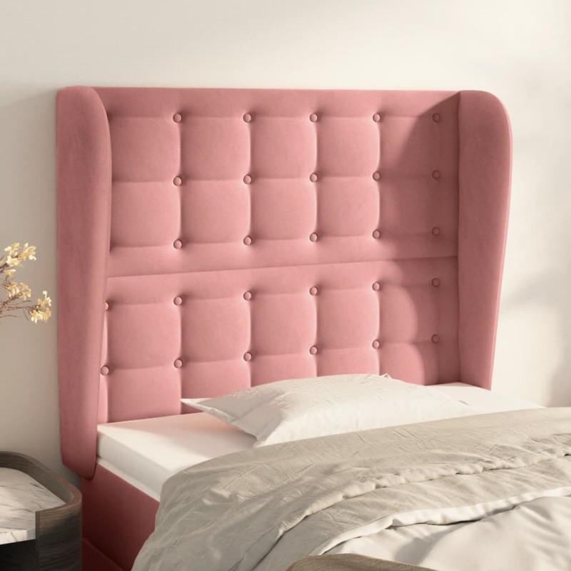 vidaXL Kopfteil mit Ohren Rosa 83x23x118/128 cm Samt