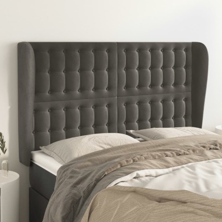 vidaXL Kopfteil mit Ohren Dunkelgrau 147x23x118/128 cm Samt