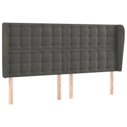 vidaXL Kopfteil mit Ohren Dunkelgrau 203x23x118/128 cm Samt