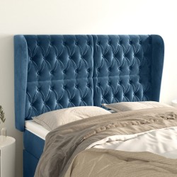 vidaXL Kopfteil mit Ohren Dunkelblau 163x23x118/128 cm Samt