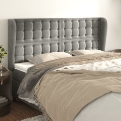 vidaXL Kopfteil mit Ohren Hellgrau 163x23x118/128 cm Samt
