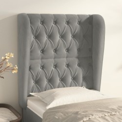 vidaXL Kopfteil mit Ohren Hellgrau 83x23x118/128 cm Samt