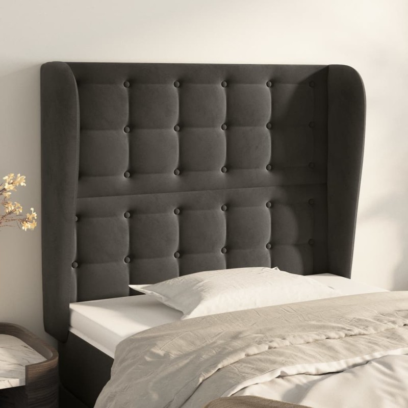 vidaXL Kopfteil mit Ohren Dunkelgrau 83x23x118/128 cm Samt vidaXL Kopfteil mit Ohren Dunkelgrau 83x23x118/128 cm Samt