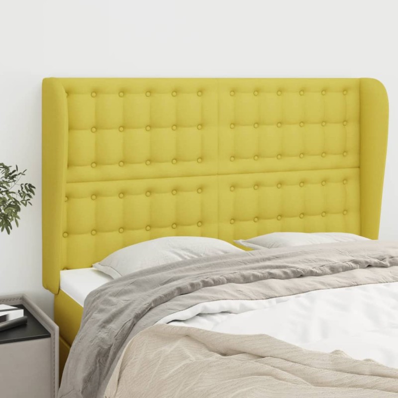 vidaXL Kopfteil mit Ohren Grün 147x23x118/128 cm Stoff vidaXL Kopfteil mit Ohren Grün 147x23x118/128 cm Stoff