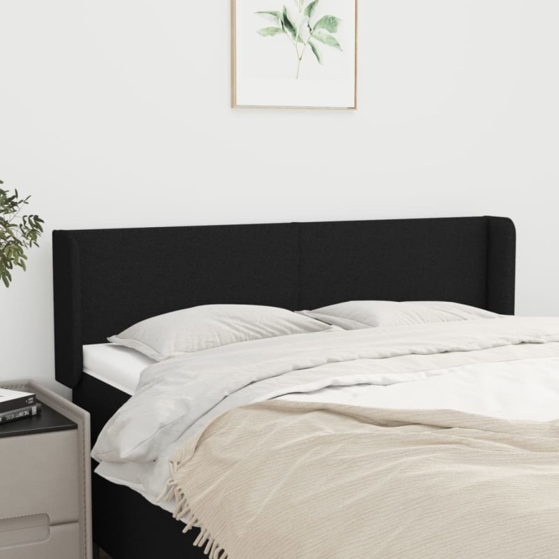 vidaXL Kopfteil mit Ohren Schwarz 147x16x78/88 cm Stoff vidaXL Kopfteil mit Ohren Schwarz 147x16x78/88 cm Stoff