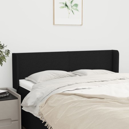 vidaXL Kopfteil mit Ohren Schwarz 147x16x78/88 cm Stoff