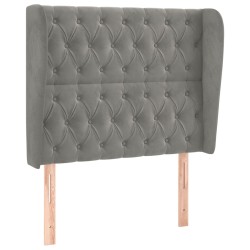 vidaXL Kopfteil mit Ohren Hellgrau 103x23x118/128 cm Samt