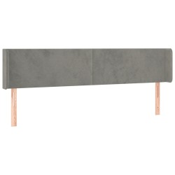 vidaXL Kopfteil mit Ohren Hellgrau 163x16x78/88 cm Samt