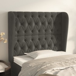 vidaXL Kopfteil mit Ohren Dunkelgrau 103x23x118/128 cm Samt