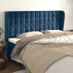 vidaXL Kopfteil mit Ohren Dunkelblau 203x23x118/128 cm Samt