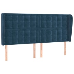 vidaXL Kopfteil mit Ohren Dunkelblau 203x23x118/128 cm Samt