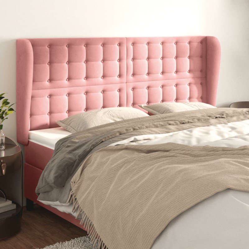 vidaXL Kopfteil mit Ohren Rosa 203x23x118/128 cm Samt vidaXL Kopfteil mit Ohren Rosa 203x23x118/128 cm Samt