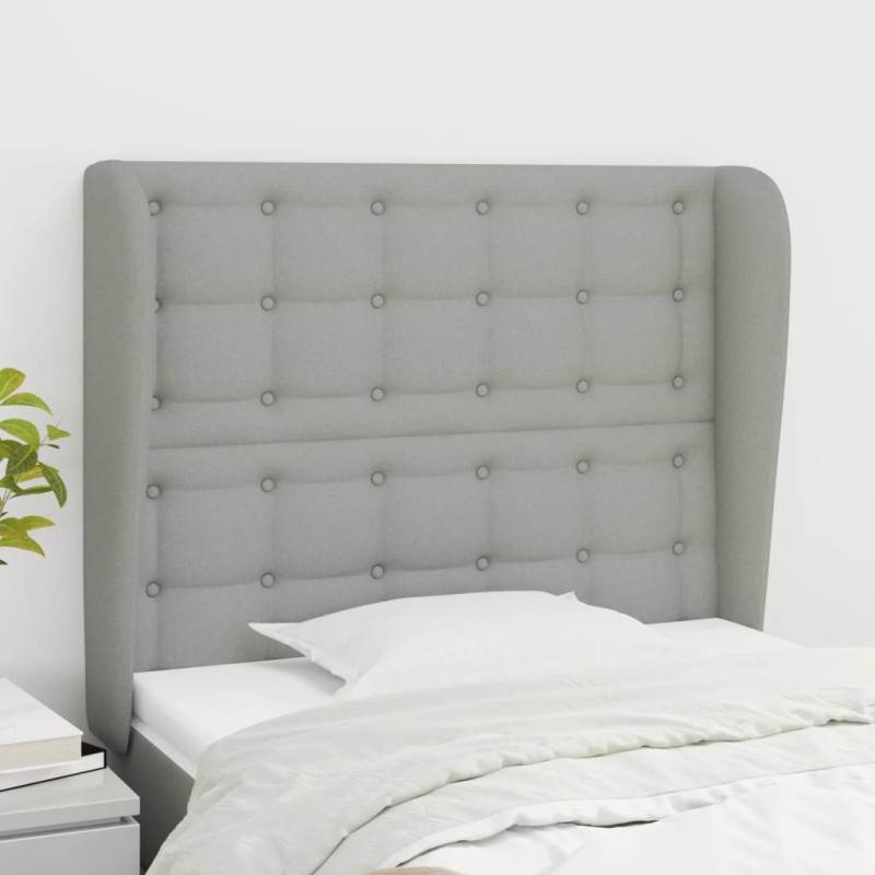 vidaXL Kopfteil mit Ohren Hellgrau 103x23x118/128 cm Stoff