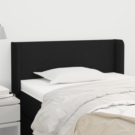 vidaXL Kopfteil mit Ohren Schwarz 103x16x78/88 cm Stoff