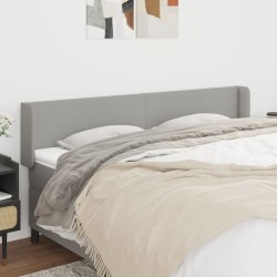 vidaXL Kopfteil mit Ohren Hellgrau 203x16x78/88 cm Stoff