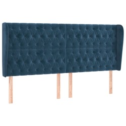 vidaXL Kopfteil mit Ohren Dunkelblau 203x23x118/128 cm Samt